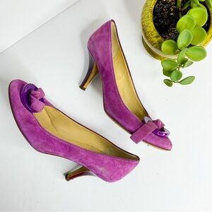 VINTAGE Kate Spade Purple Leather Button Heels - In Great Condition Size 6 W
